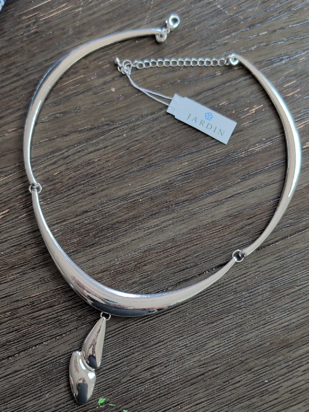 Vintage Jardin Silver-Tone Crescent Collar Necklace with Pendant